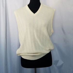 Vintage‎ Robert Bruce White Ribbed Knit Sweater Vest Union Label